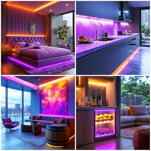 LED Strip Lights 24V COB Purple 16.4ft (No Power Supply) | Super Bright, Dotless High Density 14W/m, 8mm Width Cuttable Flexible, Home DIY Commercial Decoration - color: Purple (Only LED Strip)