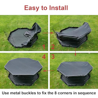 Dog Playpen Cover Sun/Rain Proof Top,Provide Shade and Security for Indoor and Outdoor,Dog Pen Cover Fits All 24 Inch 8 Panels Pet Playpen (Playpen not Include) - color: 24 inch 8 panel cover black