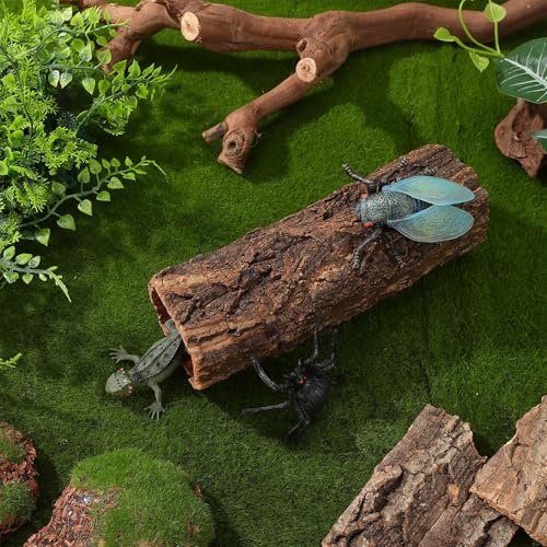 DECHOUS Natural Cork Bark for Reptile Hideout Round Cork Bark Tube Terrarium Accessories 7.8x3in Wood Tree Trunk Climbing Hide for Gecko Lizard Snake Spiders Bearded Dragons Tank Decor