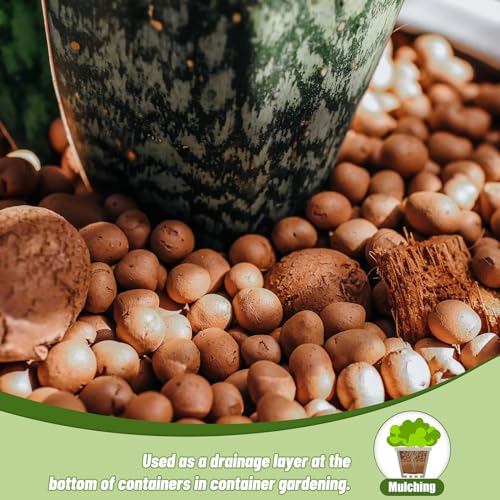 Doter 1.1 LB Clay Pebbles Leca Balls for Plants, hydroponic expanded Clay Pebbles, Ideal for Potted Planter Drainage Rocks Material