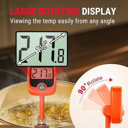 TempPro TP509 Candy Thermometer with Pot Clip, 10" Long Probe Instant Read Meat Food Thermometer with LCD, Cooking Oil Deep Frying Thermometer for Brewing Fathers Day Gift (Previously ThermoPro)
