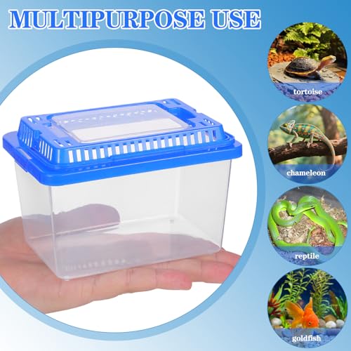 Toddmomy Portable Turtle Carrier Tank with Lid, Small Plastic Reptile Aquarium Box for Home Use and Travel, Sturdy Mini Fish Tank for Aquatic Turtles and Small Pets