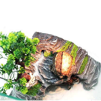 Reptile Box Shelter Terrarium Hideout Caves Turtle Ramp Basking Platform Habitat Decor Humidify Hide Cave Resin Rock - size: XXL
