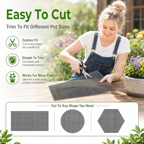 30pcs Terrarium Mesh,11.8 X 7.8 in Bonsai Mesh Screen for Plants | Plastic Flower Pot Hole Mesh Pad for Drainage Bonsai Terrarium Keep Soil From Flowing Away (Black)
