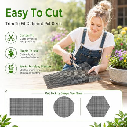 30pcs Terrarium Mesh,11.8 X 7.8 in Bonsai Mesh Screen for Plants | Plastic Flower Pot Hole Mesh Pad for Drainage Bonsai Terrarium Keep Soil From Flowing Away (Black)