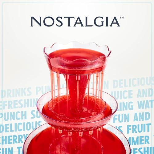 Nostalgia 3-Tier Party Fountain, Holds 1.5 Gallons, LED Lighted Base, Includes 8 Reusable Cups, 1.5 Gallon, Clear - style: Deluxe Party Fountain