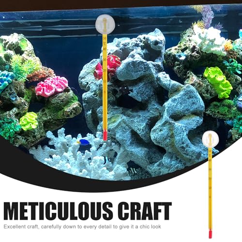 Mobestech 10pcs Aquarium Thermometers Fish Tank Temperature Meters with Suction Cups Small Strip Design for Freshwater and Reptile Tanks