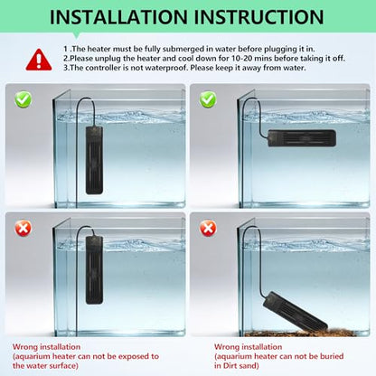 Aquarium Heater, 300W/1000W Fish Tank Heater, Submersible Turtle Heater with Intelligent Variable Frequency Heating & Dual Temperature Sensor Design, with Automatic Power-Off Function - size: 1000W for 100-220 Gallon