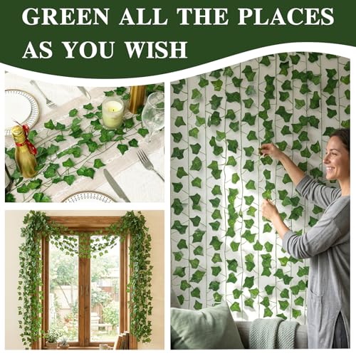 CEWOR Fake Ivy for Room Decor 24 Pack Fake Vines Greenery Garland Fake Plants Hanging Wall Decor - size: 168ft