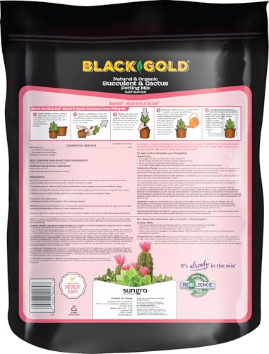 Sungro Horticulture Succulent Cactus Potting Mix - Fast Draining, Black Gold - 8 Qt - Earthworm Castings, Pumice, Perlite