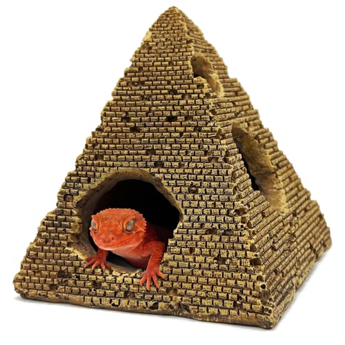 Pyramid Reptile Hide Egyptian Leopard Gecko Bearded Dragon Egypt Terrarium Décor Caves Shelter Decoration Lizard Crested Hideout Tank Accessories Snake Amphibian Habitat - color: Pyramid-5inch