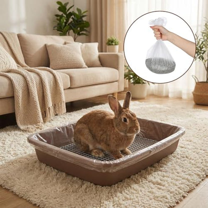 50 Pcs Disposable Plastic Cage Liners, Rabbit Litter Box Liners Leak Proof Toilet Film, Pet Tray Liner Bags For Small Animals Bunny Guinea Pig Bird Cage Liner Litter Box