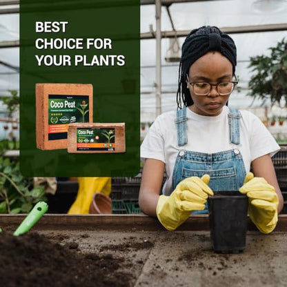 100% Organic Coco PEAT/Coir for Gardening 9+ LBS Brick,100% Natural Fertilizer (Pack of 1)