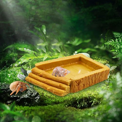 Hermit Crab Pool, Resin Reptile Water Bowl & Bathing Dish, Aquarium Tank Cage Habitat Accessories for Small to Medium Hermit Crab Turtles Lizard Frog Gecko Bearded Dragon - color: Square