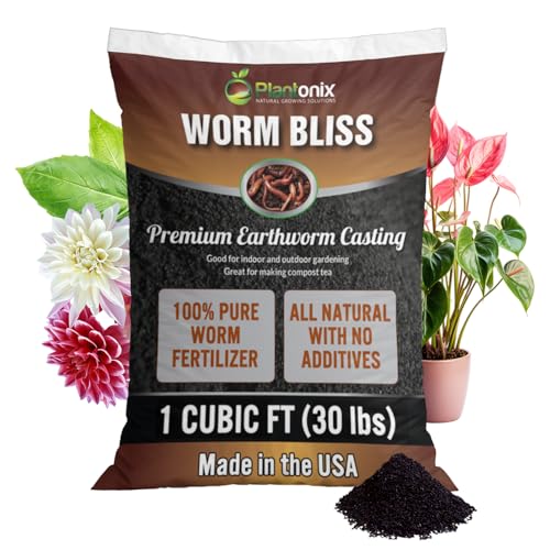 Worm Bliss (1 Cubic Ft, 30lbs) - Organic Worm Castings for Plants & Gardening - OMRI-Listed Earthworm Castings for Plants, Vegetables, Flowers, & Potting Soil - Garden Fertilizer Rich in Nutrients - color: Worm Castings (1 Cubic Ft)