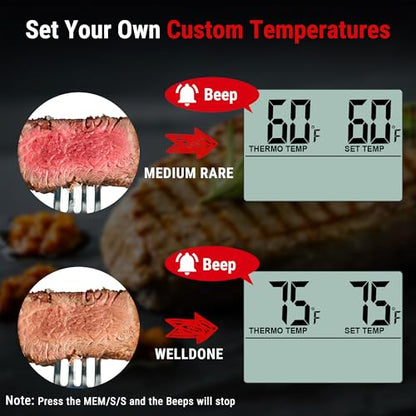 TempPro TP16 Large LCD Digital Meat Thermometer for Cooking, Smoking, Grilling, BBQ Food Temperature Indicator with Clock Timer and Stainless Steel Probe, Black(Previously ThermoPro) - color: Pure Black