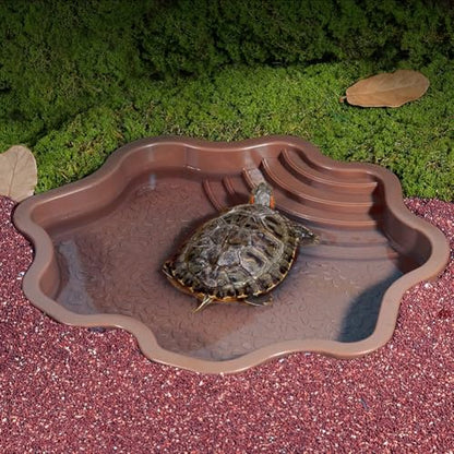 La La Pet®Set of 3 Tortoise Water Dish with Ramp Tortoise Food Dish Water Bowl Reptile Bathing Pool Feeding Dish Aquarium Ornament for Gecko/Snake/Bearded Dragon/Lizard