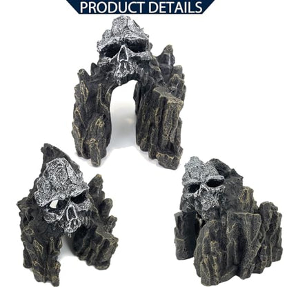 Aquarium Decoration for Fish Tank Skull Rock Aquarium Ornament Aquarium Skull Mountain View Stone Ornaments Aquarium Decor House Cave Fish Tank Decoration - Small