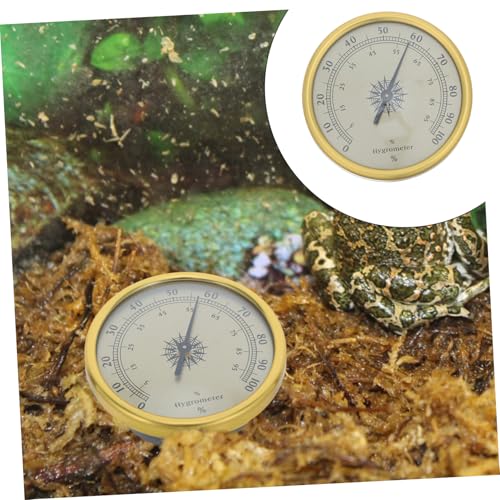 Analog Round Hygrometer 72mm Gold Mechanical Humidity Meter 2% rh Resolution No Battery Needed for Reptile Terrarium Guitar Case Indoor Humidity Monitoring