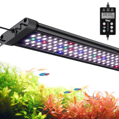 hygger Custom LED Aquarium Light,Daylight-Moonlight & 24/7 Mode, Adjustable Brightness 8 Colors Full Spectrum Fish Tank Light for 48-55 Inches Freshwater Planted Tank Auto On Off Ramp Up Down - size: 72W for 48~55 In Tank