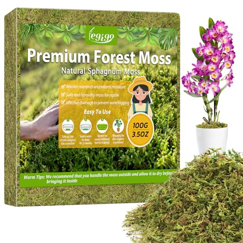 Legigo 3.5OZ Sphagnum Moss for Plants, 4QT Natural Orchid Moss Potting Mix Dried, Green Forest Plant Moss for Orchid Repotting Carnivorous Succulents Indoor Potted Plants Gardening and Reptiles - color: 4 QT(Appx.3.5oz)