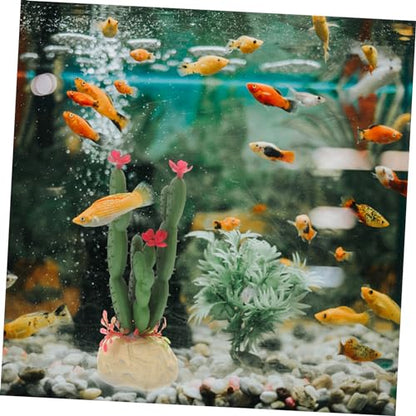 Artificial Plastic Cactus Aquarium Decoration Fish Tank Landscape Plant Vivid Simulated Succulent Ornament for Reptile Terrarium Home Decor
