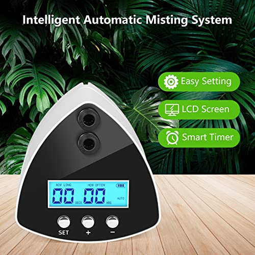 Reptile Misting System | Automatic Humidifier with 2 Nozzles, LCD Screen & Timer for Terrariums