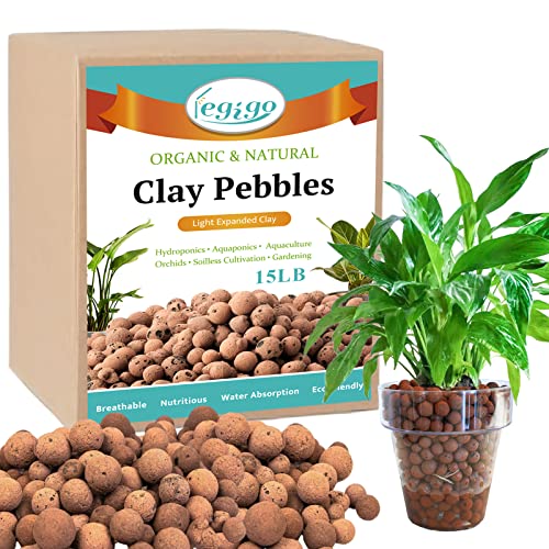 Legigo 15 LB Organic Leca Clay Pebbles for Plants, 4mm-16mm 100% Natural Leca Balls for Indoor Plants, Hydroton Clay Pebbles for Plants Hydroponic Aquaponics Growing Orchid Drainage Terrarium - color: 15LB