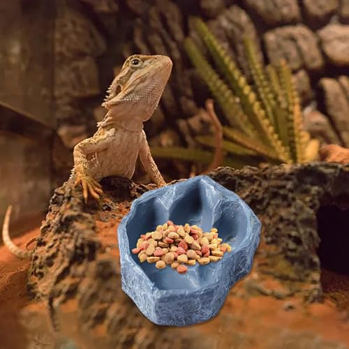 Reptile Feeding Dish, Water Dish Food Bowl,PVC Rock Reptile Feeding Terrarium Corner Bowls for Bearded Dragon Lizard Frog Gecko Tortoise Hermit Crab Snail,Crested Geckos Tank Accessories (H) - color: H