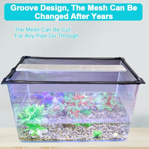 Magnetic Aquarium Cover Lid, DIY Fish Tank lid Anti-Jumping net Cover mesh Terrarium lid Aquarium Hood，Adjustable Size Fit Tank Size Max 35''X19''