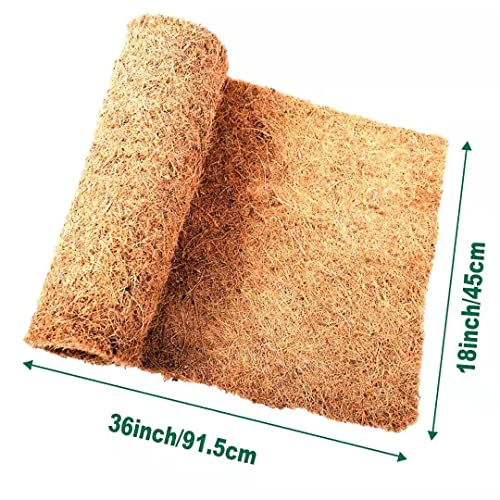 Tortoise Bedding Reptile Carpet Natural Coconut Fiber Mat 36" x 18" Carpet for Bearded Dragon 2 Pack Terrarium Carpet Terrarium Liner for Pet Lizard, Chameleon, Bearded Dragon, Iguana, Tortoise