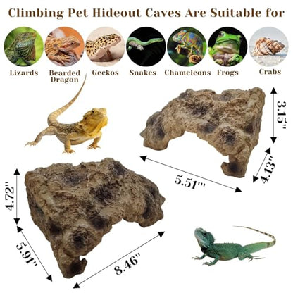 Hamiledyi Reptile Rock Hide Cave Reptile Hide Leopard Gecko Hide Bearded Dragon Hideout Terrarium Habitat Decor Reptile Hideout for Snake Lizard Gecko Turtle Hermit Crab Frog (M) - style: M : 8.46''×5.91''×4.72''