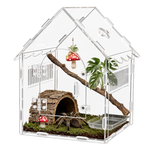 Acrylic Jumping Spider Enclosure, 8"x8"x12" Portable Tarantula Habitat with Ventilation, Clear Small Reptile Terrarium Tank for Pet Insects - size: 8 "x8" x12"