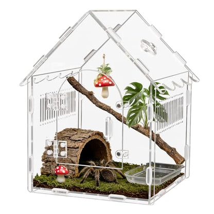 Acrylic Jumping Spider Enclosure, 8"x8"x12" Portable Tarantula Habitat with Ventilation, Clear Small Reptile Terrarium Tank for Pet Insects - size: 8 "x8" x12"