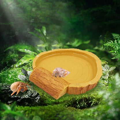 Hermit Crab Pool, Resin Reptile Water Bowl & Bathing Dish, Aquarium Tank Cage Habitat Accessories for Small to Medium Hermit Crab Turtles Lizard Frog Gecko Bearded Dragon - color: Circular