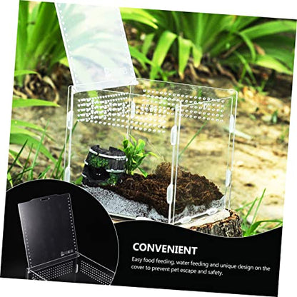 Toddmomy Acrylic Reptile Breeding Box Transparent Design Climbing Container for Turtles Spiders Snakes and Crabs Spacious Habitat for Feeding and Observation