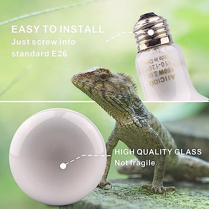 Aiicioo Reptile Basking Light Bulb - 150 Watt Heat Light Bulb 4 Pack for Reptile Heat Lamp Bulb for Bearded Dragon Lizard Turtle Tortoise Daylight Basking