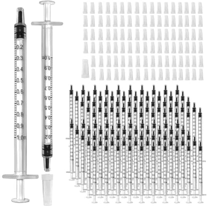 100 Pack 1ml Syringe for Liquid, 1cc Plastic Small Syringes for Scientific Labs, Measuring Liquids, Feeding Pets, Medical Student, Oil or Glue Applicator, Non-Sterile, No Needle - size: 1ml Syringes-100pcs
