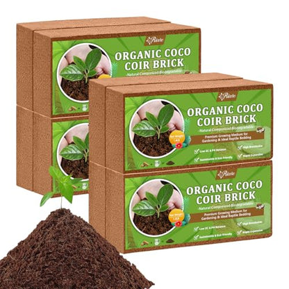 Riare 8pcs Organic Coco Coir Bricks Soil Blocks- 100% Natural Compressed Coco Peat Brick Coconut Fiber Substrate with Low EC& pH Balance, High Expansion Coco Coir Pith Coconut Husk for Garden - color: Pack of 8