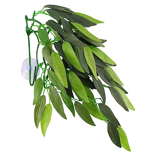 Lifelike Rattan Artificial Plant for Fish Tank Realistic Aquarium Decoration with Suction Cup for Home Office Shop and Bar Green - color: Green, size: 30.00X10.00X2.00CM