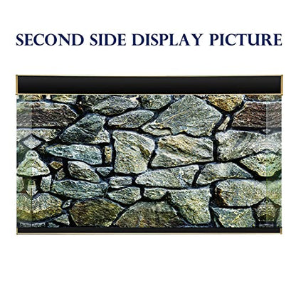 ELEBOX Fish Backgrounds Paper Double Sides 3D Stone & Trees Aquarium Background Picture 19" x 48" Fish Tank Background - color: N, size: H:19.5"x L:48"
