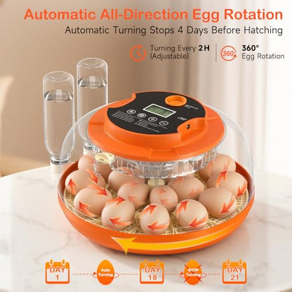 18 Egg Incubators for Hatching Eggs, Automatic Egg Turning and Humidity Control Incubator for Hatch Chicken Duck Quail Pigeon Pheasant Partridge Home Classroom Lab-
