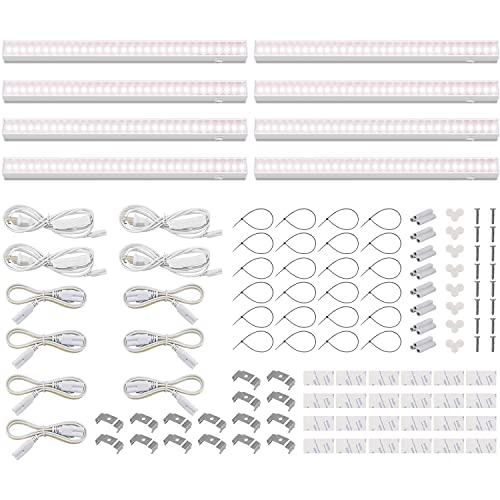 Barrina T5 Grow Lights, Full Spectrum Sunlight for Indoor Plants, 1ft Plant Light for Indoor Growing, LED Grow Light Bulbs, T5 Grow Light Strip, Plug and Play, Pinkish White, 8-Pack - color: Pinkish White, size: 1ft-white Cover