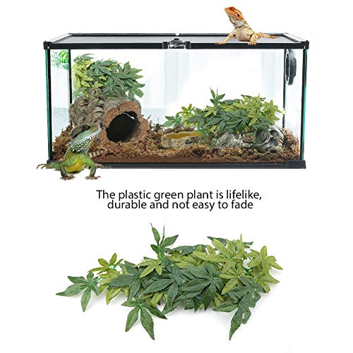 Reptiles Artificial Vine Plastic Fake Hanging Leaves Green Simulation Plant Reptile Terrarium Habitat Decor Aquarium Fish Ornament Reptile Vines with a Sucker - size: 40cm