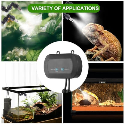 Dpofirs Smart Automatic Misting System with Timer, 360 Degree Rotating Nozzles for Reptile Terrariums, Plant Humidifier for Chameleons, Frogs, Snakes, Turtles