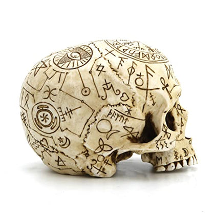 Veronese Design 5 1/4" Mystic Sigils Ritual Skull Resin Sculpture Hand Painted Realistic Finish