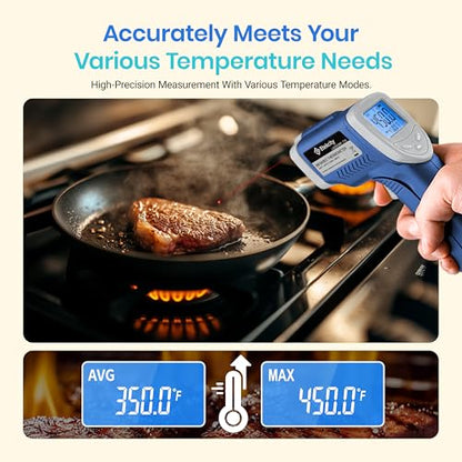 Etekcity Infrared Thermometer Upgrade 774, Heat Temperature Temp Gun for Cooking, Laser IR Surface Tool for Pizza, Griddle, Grill, HVAC, Engine, Accessories, -58°F to 842°F, Blue - color: Blue, style: Classic