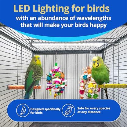 HappyBird Lighting Bird Cage Light with Chew Guard - Full Spectrum LED Pet Light - Simulates Natural Environment - Safe for Hookbill Birds – Easy to Install - (24" Long) - size: 24"