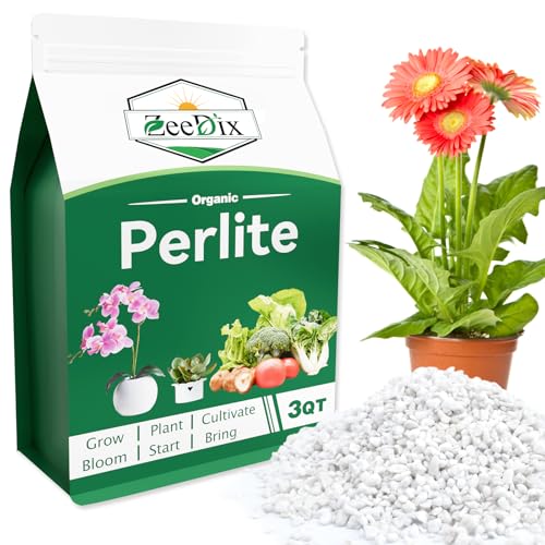 ZeeDix 3QT Organic Perlite Horticulture Soil Amendment for Plants, 3-9mm Granule Size Potted Plant Soil for Orchid Cactus Succulents Carnivorous Monstera Repotting, Indoor Outdoor Gardening - color: Perlite, size: 3 qt