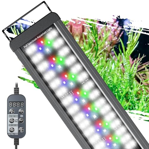 Pawfly 24W 24/7 Planted Aquarium LED Light for 18" to 24" Fish Tanks, Extendable Fish Tank Light with Timer & Full Spectrum (White/Blue/Red/Green), D/N Mode, Dimmable, Aquarium Grow Light for Plants - color: Basic, size: 18" to 24"